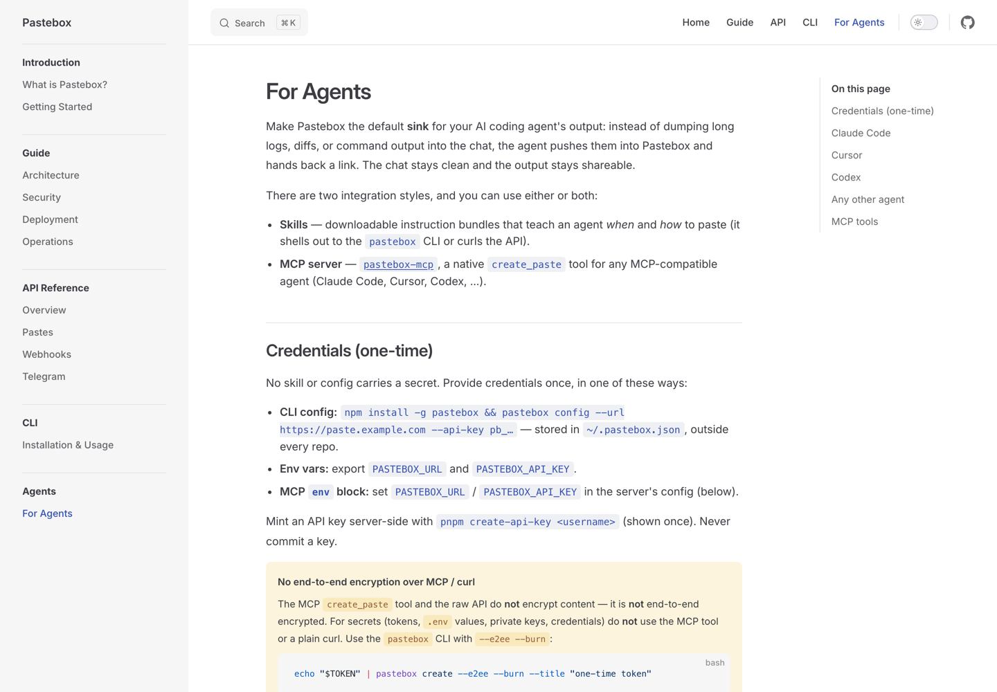 Docs — For Agents